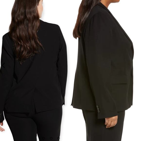 Vince Crepe One Button Blazer Jacket Flap Pockets Black Size 20 - Picture 2 of 11